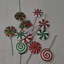 Wettarn 10 Pcs, 8.7 Inch Tree Picks Lollipop Candy Picks Christmas Tree Picks with Ribbon Christmas Tree Decorations for Xmas Tree Topper Home Vase Party Ornaments(Red Green)