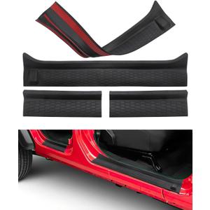 Door Sill Guards Kit for Gladiator JT Wrangler JL 4 Doors 2018-2024, Door Entry Guard Protector Accessories - Black Entry Scuff Plate Cover (4pcs Set)