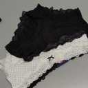 Maidenform Women's Hipster Underwear, Low-rise Cheeky Panty, Scalloped Lace Hipster Panty, 3-pack (X-Large, Black/Pearl Dot Print/Oil Flower Black)