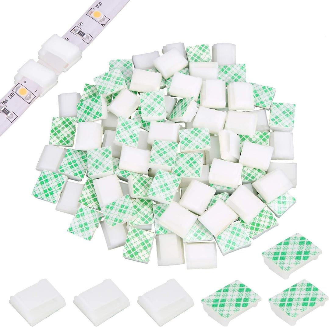 80 PCS Light Strip Mounting Clips White Self Adhesive Led Light Fasteners Mounting Holder Cable Clamp Organizer for 10mm Light Strip (10 mm) (10 mm, White)