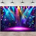 Disco Party Decorations Backdrop,Retro 70s 80s 90s Theme Dance Stage Photography Background Music Club Neon Glow Party Decorations Dance Backdrops for Birthday Prom Portrait Photo Props 7x5ft