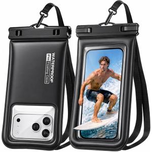 Floating Waterproof Phone Pouch 2 Pack, IP68 Waterproof Phone Case with Lanyard for Beach Kayak Cruise Travel Essentials, Water Proof Pouch for iPhone 17 16 15 Pro Max, Galaxy S25 Ultra ,Up to 7"