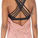 icyzone Yoga Tops Workouts Clothes Activewear Built in Bra Tank Tops for Women (M, Pale Blush)