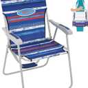#WEJOY Folding Beach Chair for Adults, Lightweight Beach Chair with Shoulder Straps, High Back Beach Chairs with Hard Armrest, Supports 300lbs for Beach Lawn Concert (#C 1 Pack Red Blue)