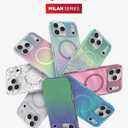 ZAGG Milan Snap Case for iPhone 17 Pro Max - White Boho Blossom, Graphene Strengthened Phone Case with Drop Protection (13ft/4m), Textured Edges & Sparkle Design, MagSafe Charging Compatible