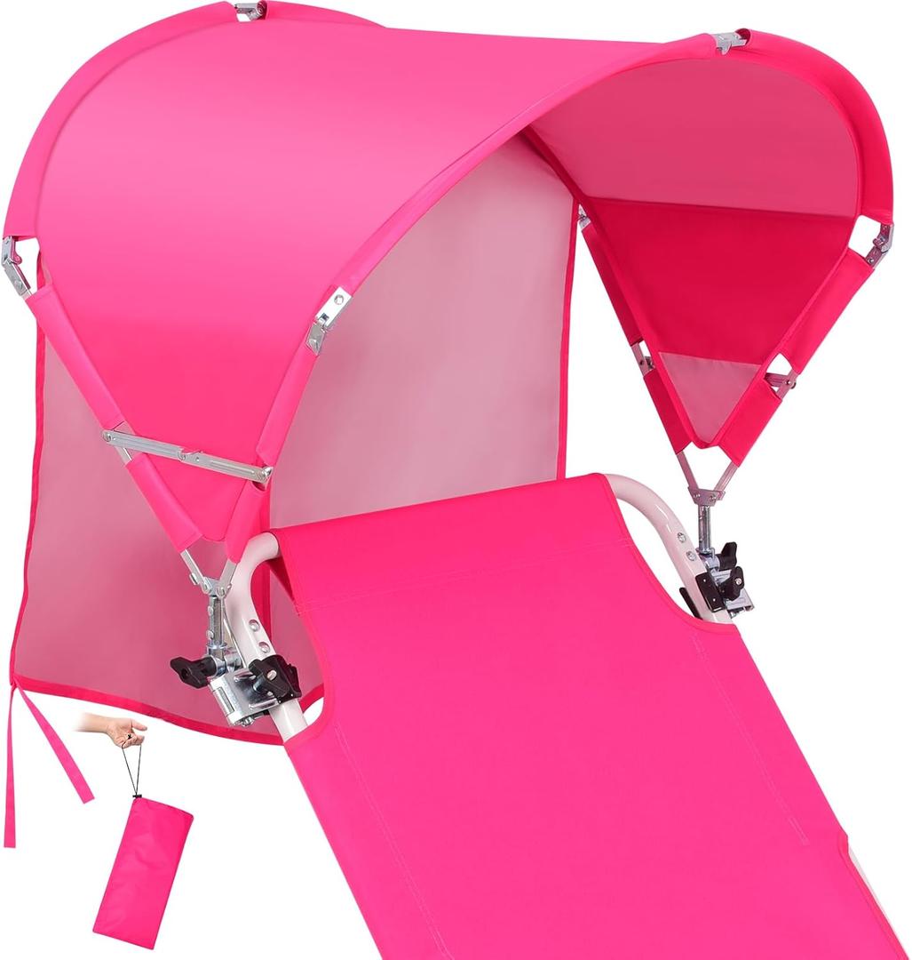 Universal Wind-Resistant Chair Umbrella Canopy, Foldable Portable UPF 50+ Sun Shade Attachment with Adjustable Clamp, Fits Most Beach, Camping, Lawn, Sports, Tanning, Zero Gravity Chairs & Wheelchairs