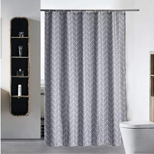 S·Lattye Luxury Shower Curtain Liner for Bathroom Water Repellent Fabric Washable Cloth (Hotel Quality, Friendly, Heavy Weight Hem) with White Plastic Hooks - 40" x 72", Gray Arrow