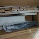 Ball & Cast Full Size Wooden Storage Daybed Frame, Modern Platform Bed with Drawers & Flip Headboard & Shelves, L Shaped Full Floor-Bed w/Upholstered Headboard&Storage, No Box Spring Needed, White