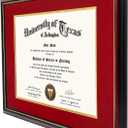 GraduationMall 12x15 Diploma Frame with Red over Gold Mat or Display 16x20 Certificate without Mat,Solid Wood & Tempered Glass,Cherry Finish with Gold Trim