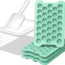 Mini Ice Cube Tray for Freezer: Small Plastic Ice Cubes Trays for Freezer with Box - Easy Release Stackable Mini Ice Cube Maker - Nugget Ice Trays for Freezer with Ice Container (Green)