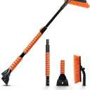 EcoNour 44.7" 3 in 1 Snow Brush for SUV, 360° Pivoting Extendable Long Snow Brush for Car, Snow and Ice Scrapers for Windshield with Ergonomic Foam Grip for Car Truck SUV, Winter Car Accessories