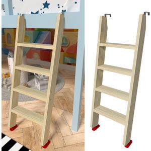 50" 55" 60" Black Wood Bunk Bed Ladder, Lofted/Dorm/RV Bed Bunkbed Ladders with 4in Extra Wide Steps and Non-Slip Pads, Replacement Wooden Ladder for Motorhome/Camping (Wood Color, 50in /127cm)