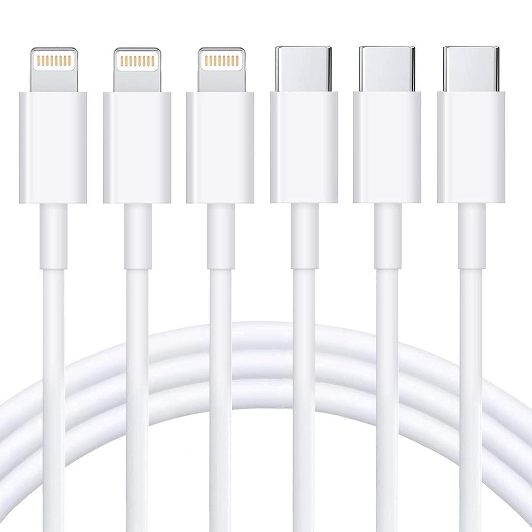 RCTech USB C to Lightning Cable 3Pack 10FT [MFi Certified] Type C Power Delivery Fast Charging Cord for iPhone 14/ 13/ 12/ 11/ XS/ XR/ X/ 8/ iPad