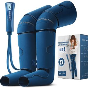 Air Compression Leg Massager with Heat - Ideal Christmas, Mother's Day and Father's Day Gifts for Men, Women, Dad, Mom - Relieves Foot and Knee Pain, Eases Varicose Veins, Cramps, Swelling and Edema