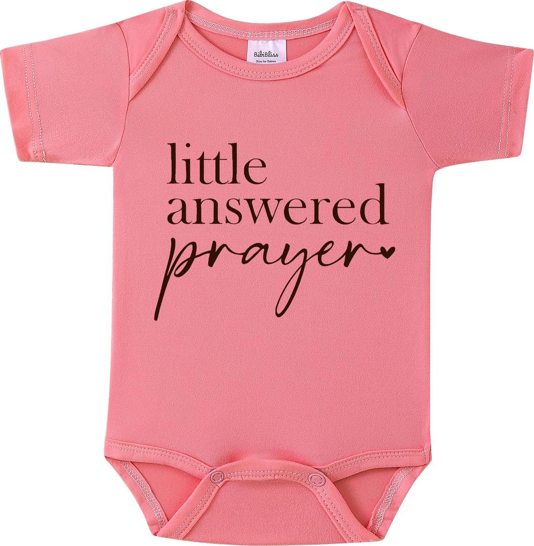 BIBIBLISSBABY Pregnancy Announcement for Grandparents Gift, Little Answered Prayer Infant Reveal Ideas, Newborn Pregnancy Announcement Outfit (0-3month, Storm)