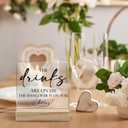 Wedding Decor, Acrylic Wedding Signs, Wedding Decorations for Reception, Wedding Signs for Reception, The Drinks Are on Us Acrylic Plaque Sign with Wood Stand for WeddingReception Decorations (white-3)