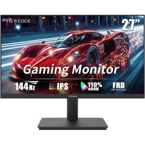 Viewedge Gaming Monitor 27 Inch FHD 144hz, 1ms IPS 1080p Computer Monitor with 110% sRGB, Bluelight Filter, HDMI & VGA Port, Support Freesync and Wall Mount
