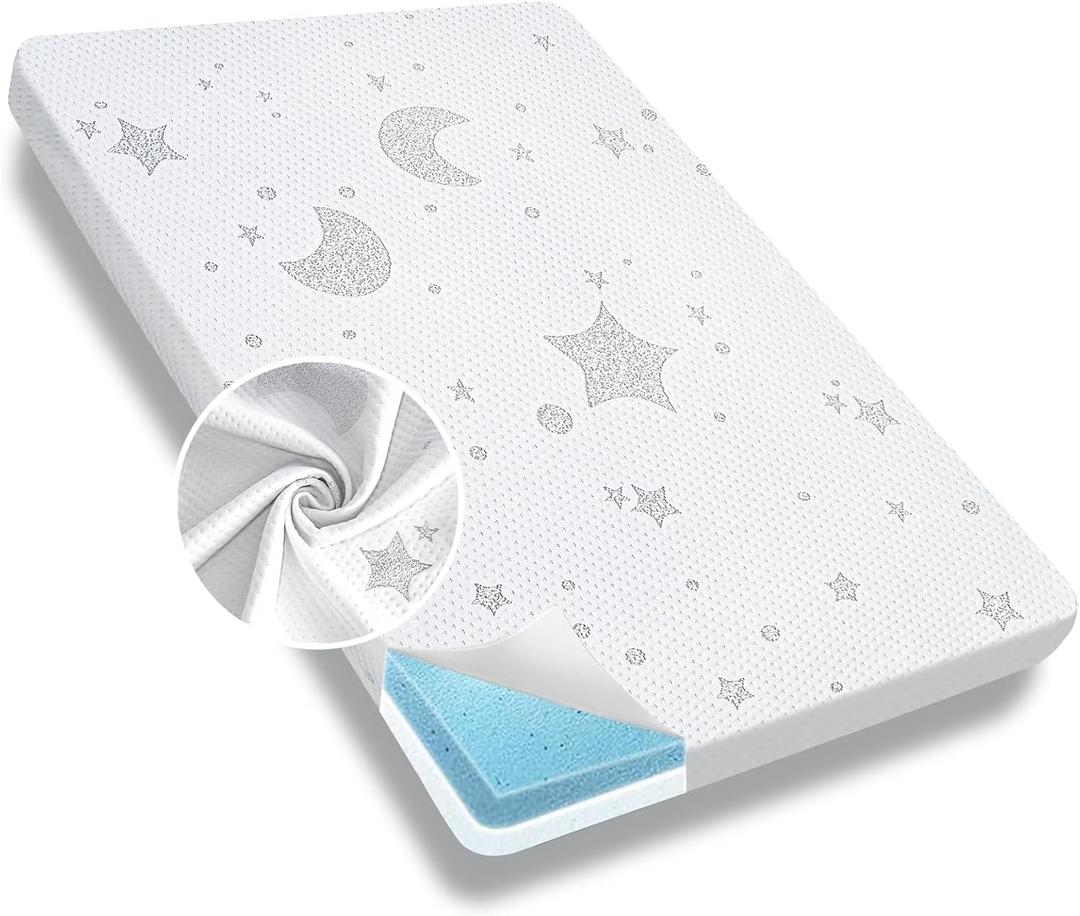 Pack and Play Mattress, 38x26 Memory Foam Pack N Play Mattresses Pad with Breathable Removable Cover, High Resilience Dual-Sided Soft & Firm Support Baby Mattress for Pack N Play (006-white)