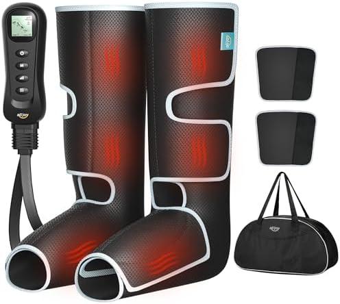 ALLJOY Leg Massager for Circulation and Pain Relief FSA, Gifts for Dad Mom Mothers Day Fathers Day, Leg Massager with Heat and Compression Helpful for Vericose Veins, Fatigue, Cramps, Swelling, Edema