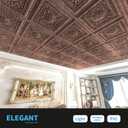 Art3d Drop Ceiling Tiles, Glue up Ceiling Tiles, 2'x2' Plastic Sheet in Antique Copper (12-Pack, 48 Sq.ft), 24"x24"
