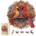 Wooden Puzzles for Adults, Wooden Cardinal Puzzle, Wooden Jigsaw Puzzles for Adults, Birthday for Puzzle Lover (M-11.9 11.8in - 200pcs)