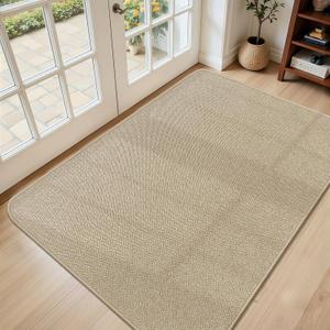 Ultra Thin Door Mat Indoor Entrance 36"x59", Low-Profile Indoor Door Mat, Non Slip Rubber Backing Welcome Entry Mat, Dirt Trapper Entryway Mat Inside Doormat, Khaki