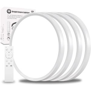 4Pack 12 Inch Remote Control Dimmable LED Flush Mount Ceiling Light Panel,24W 2520LM,2700K-6000K Adjustable Color,Ultra Thin Round White Ceiling Light Fixture for Hallway Kitchen Bedroom Home Office