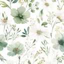Sage Green Floral Peel and Stick Wallpaper Self Adhesive Removable Modern for Bedroom Accent Wall Renter Friendly Thick Watercolor Natural Flower Wallpaper 17.7" x 118"