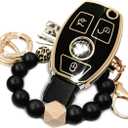 for Mercedes Benz Key Fob Cover, Fit for C E S M CLS CLK G Class Keyless Smart Car Accessories with Bracelet Key Holder