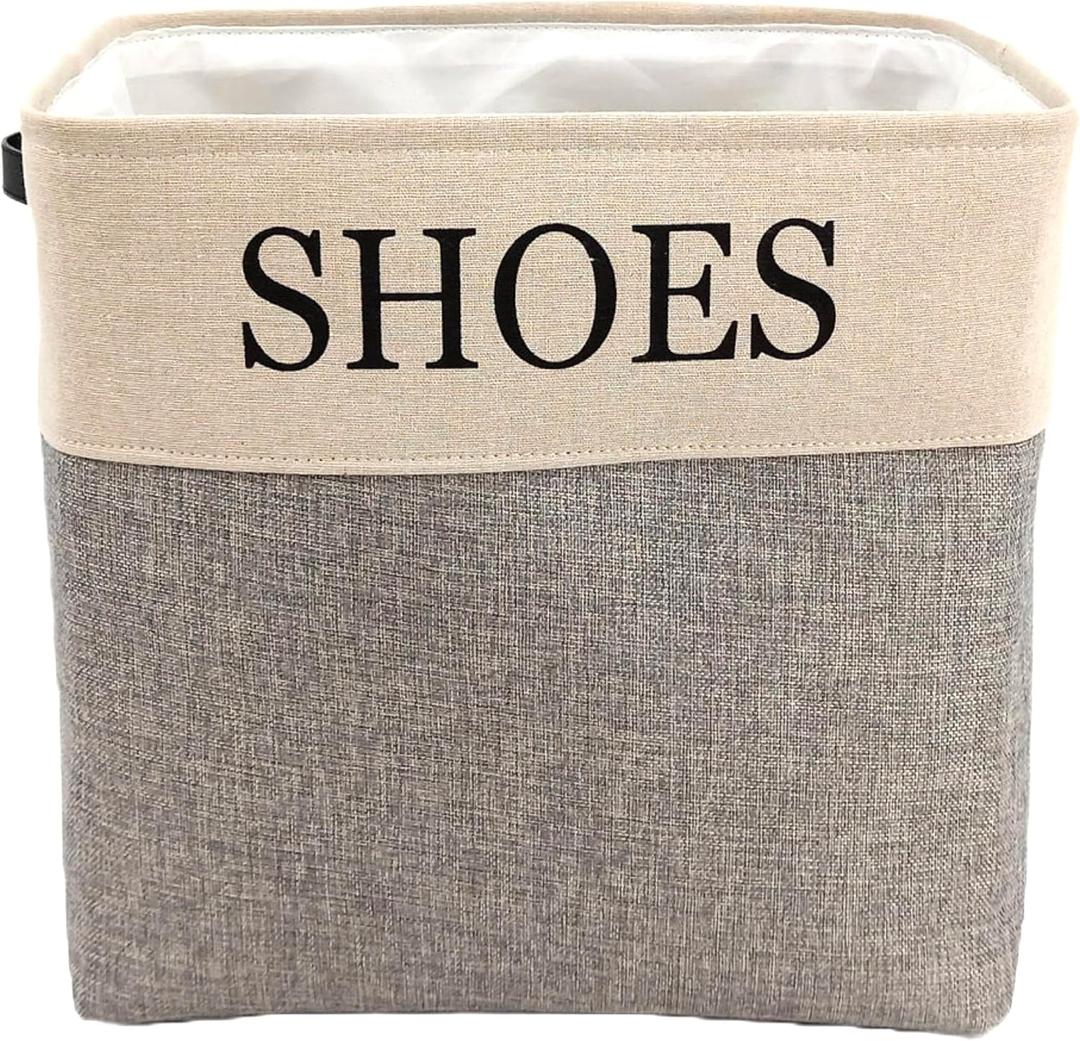 Shoe Storage Bin and Organizer for Hallway, Entryway or Mudroom. Space saver for many pairs of footware to store in one stylish container.