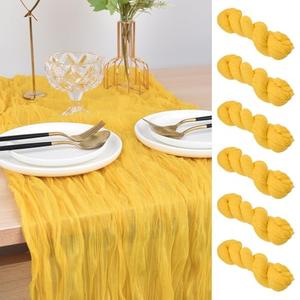 Joanlody Yellow Cheesecloth Table Runner Fall Thanksgiving 10Ft Rustic Gauze Boho Cheese Cloth Table Runner for Wedding Bridal Baby Shower Decoration 6 Pack