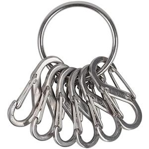 Nite Ize - NI-KRGS-11-R3_Silber Key Ring Steel S-Biner, Stainless Steel Key Chain Ring with 6 Stainless Steel Key-Holding S-Biners
