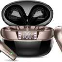 Wireless Earbuds, Bluetooth 5.4 Headphones in Ear, True Wireless Ear Buds HiFi Stereo Deep Bass with 4 ENC Noise Cancelling Mic, Bluetooth Ear Buds 47H Long Playtime LED IP7 Waterproof USB-C (Black)