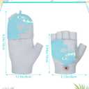 SATINIOR 2 Pairs Winter Kids Fingerless Gloves Dinosaur toddler Finger Mittens Knit Convertible Half Finger Mitten Flap Aged 3-10