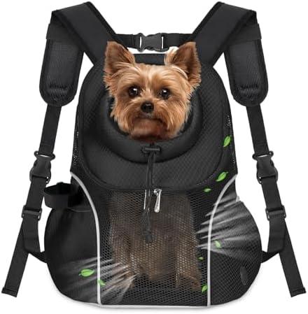 WOYYHO Pet Dog Carrier Backpack Small Dog Front Backpack Ventilated Mesh Dog Travel Back Pack with Safety Belt for Travel Hiking Cycling Outdoor Adventures (Size L: 10-14 lbs, Black)
