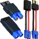 2 Pairs Battery Charger Adapter for Traxxas ID Connector to EC3 Male Female, Charging or Converting Battery Plugs