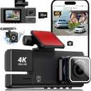 3 Channel Dash Cam, 5G WiFi Dash Camera for Cars, 4K UHD Dash Cam Front and Rear, Car Camera Built-in 32GB Card, Night Vision, G-Sensor, HDR, App Control, 24 Hours Parking Monitor, Loop Recording
