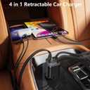 Retractable Car Charger, 120W 4-in-1 USB-C & Lightning Fast Charge Car Phone Charger, Dual Retractable Cable for iPhone 17/16/15/14/13/12 Samsung Travel Essentials Gifts for Women Men