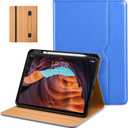 DTTO for iPad (A16) 11th Generation Case 11 Inch 2025, iPad 10th Generation Case 10.9 Inch 2022, Premium Leather Business Folio Stand Cover with Pencil Holder - Auto Wake/Sleep, Royal Blue