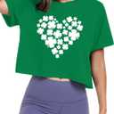 St Patricks Day Shirt Women Luck Shamrock Shirts Cute Saint Patricks Day Crop Top Irish Raglan Shirt, XS 