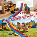Flexible Race Track Toys for Kids, 15 Ft Flex Tracks Starter Set with Strong Suction Cups - Compatible with Hot Wheels and Diecast 1/64th Cars, Rolls up Portable Race Car Ramp Track (Blue Red)