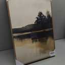 KUVIOKE Watercolor Abstract Mountain Lake Framed Wall Art Brown Landscape Nature Wilderness Painting Nordic Neutral Tan Illustration Decorative Home Decor 16x24in (Natural Framed)