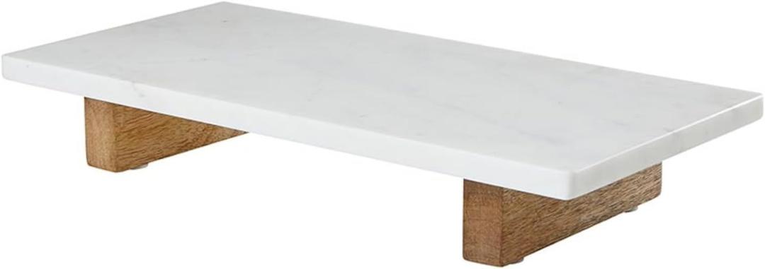 Santa Barbara Design Studio Marble Charcuterie Boards Cheese Board Footed Cutting Board, 15.75" L x 8" W x 2.5" H, White