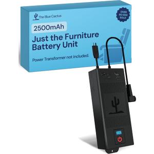 The Blue Cactus Rechargeable Battery for Reclining Furniture - 2500mAh Battery, 2-Pin Furniture Connector - Charger Not Included - Replacement Pack with LCD Display for Sofa, Couch, Recliner Chair