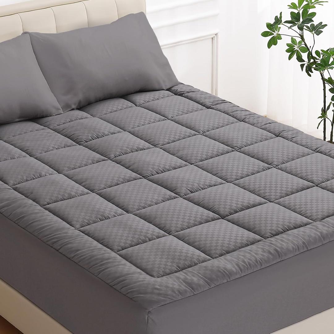 OLANLY Twin XL Quilted Fitted Mattress Pad - Cooling Soft Mattress Topper - Elastic Fitted Mattress Protector - Machine Washable Mattress Cover Stretches up to 21 Inches Deep (39x80 inch, Dark Grey)