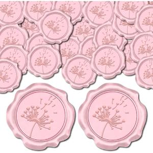 CRASPIRE 100pcs Dandelion Wax Seal Stickers Pink Decoration Stickers Retro Self Adhesive Envelope Sealing Label Decal for Wedding Invitation Envelope Decor Birthday Party Craft Scrapbook DIY