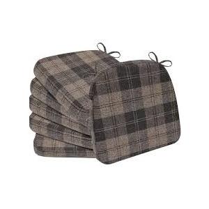 Accessories D-Shaped Chair Cushions, 2" Thick Dining Chair Pads with Ties and Removable, Machine-Washable Cover, 17" x 16", Set of 4, Red Checkered