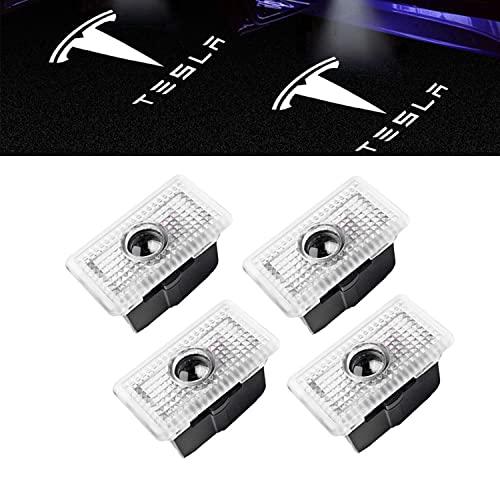 Meagkka Car Door Lights for Model S/3/X/Y Logo Projector 4 Pack Tesla Puddle Lights LED Welcome Lights Ghost Shadow for Model 3/S/Y/X Accessories