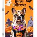 IVN Halloween Garden Flag 12x18 Inch Double Sided Dog French Bulldog Mummy Pumpkin Candy Trick or Treat Jack O Lantern Outdoor Fall Yard Flag for Outside Home Front Door Lawn Porch Patio Welcome Decor