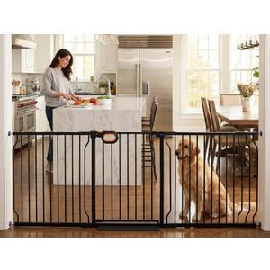 76.4-85.5 Inch Extra Wide Baby Gate for Stairs Doorways
Pressure Mounted Child Gate,Large Long Pet Dog Gates for Large Opennings,Metal Indoor Safety Gate for Kids or Pets,Black